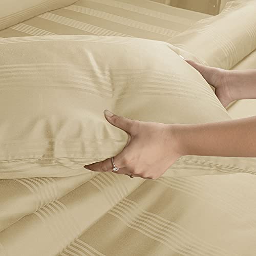 Spread Spain® Cotton Bedsheet & Pillow Cover Set - Blue | Striped Design & 450 Thread Count Barcode Super King Size Bedsheet - 112x112 Inch with 2 Pillow Covers - 18 x 27 Inch Each | Gold - Image 5