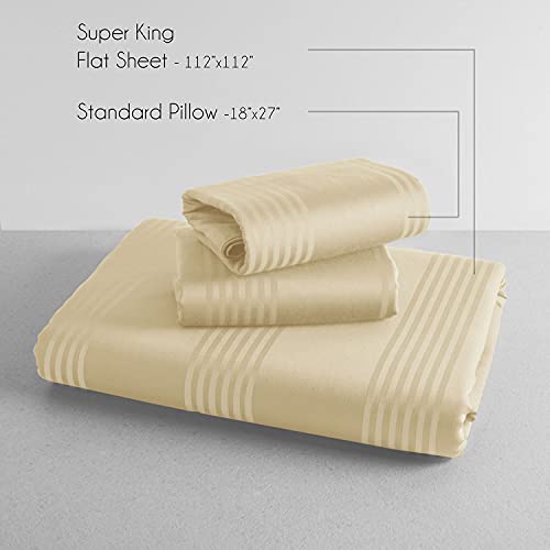 Spread Spain® Cotton Bedsheet & Pillow Cover Set - Blue | Striped Design & 450 Thread Count Barcode Super King Size Bedsheet - 112x112 Inch with 2 Pillow Covers - 18 x 27 Inch Each | Gold - Image 4