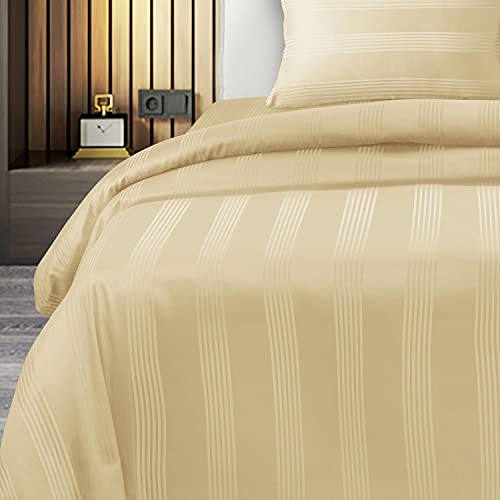 Spread Spain® Cotton Bedsheet & Pillow Cover Set - Blue | Striped Design & 450 Thread Count Barcode Super King Size Bedsheet - 112x112 Inch with 2 Pillow Covers - 18 x 27 Inch Each | Gold - Image 2