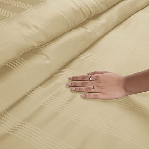 Spread Spain® Cotton Bedsheet & Pillow Cover Set - Blue | Striped Design & 450 Thread Count Barcode Super King Size Bedsheet - 112x112 Inch with 2 Pillow Covers - 18 x 27 Inch Each | Gold - Image 3