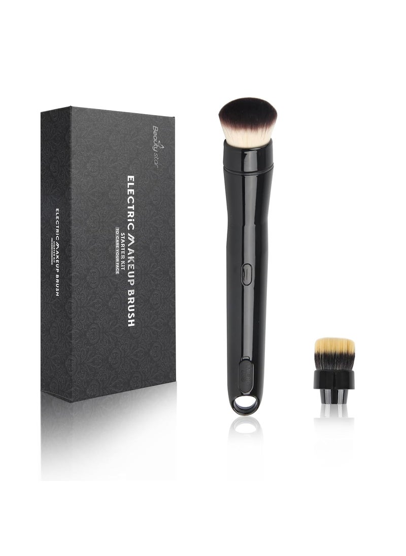 Beauty Star 360° Electric Makeup Brush with 2 Replaceable Brush Heads, 2 Adjustable Speeds, Fast and Even Makeup Application, Time-Saving, Gift for Women 