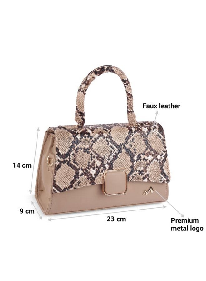 Metro women Beige Casual Satchel Bag (230-40) - Image 2