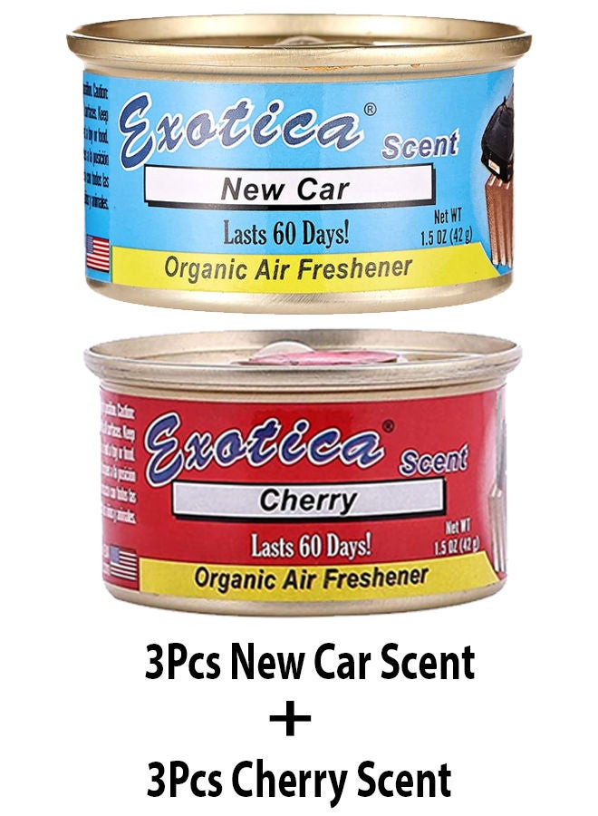 EXOTICA باقة قيمة من معطر الهواء العضوي EXOTICA 6 قطع، رائحة سيارة جديدة-3 ورائحة كرز-3 - Image 2