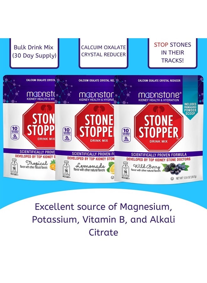Moonstone - Stone Stopper & Kidney Support Drink Mix, Keto Electrolyte Hydration Powder, Stone Prevention, Chanca Piedra Alternative, Magnesium, Potassium, Lemonade, 30 Day Supply - Image 1