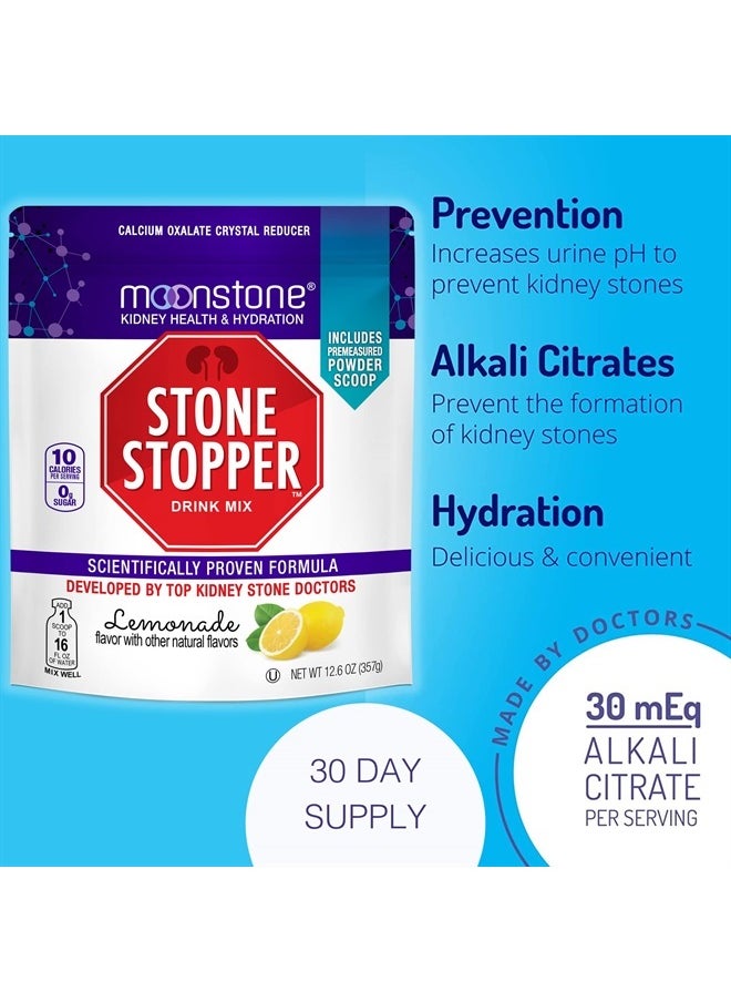 Moonstone - Stone Stopper & Kidney Support Drink Mix, Keto Electrolyte Hydration Powder, Stone Prevention, Chanca Piedra Alternative, Magnesium, Potassium, Lemonade, 30 Day Supply - Image 1