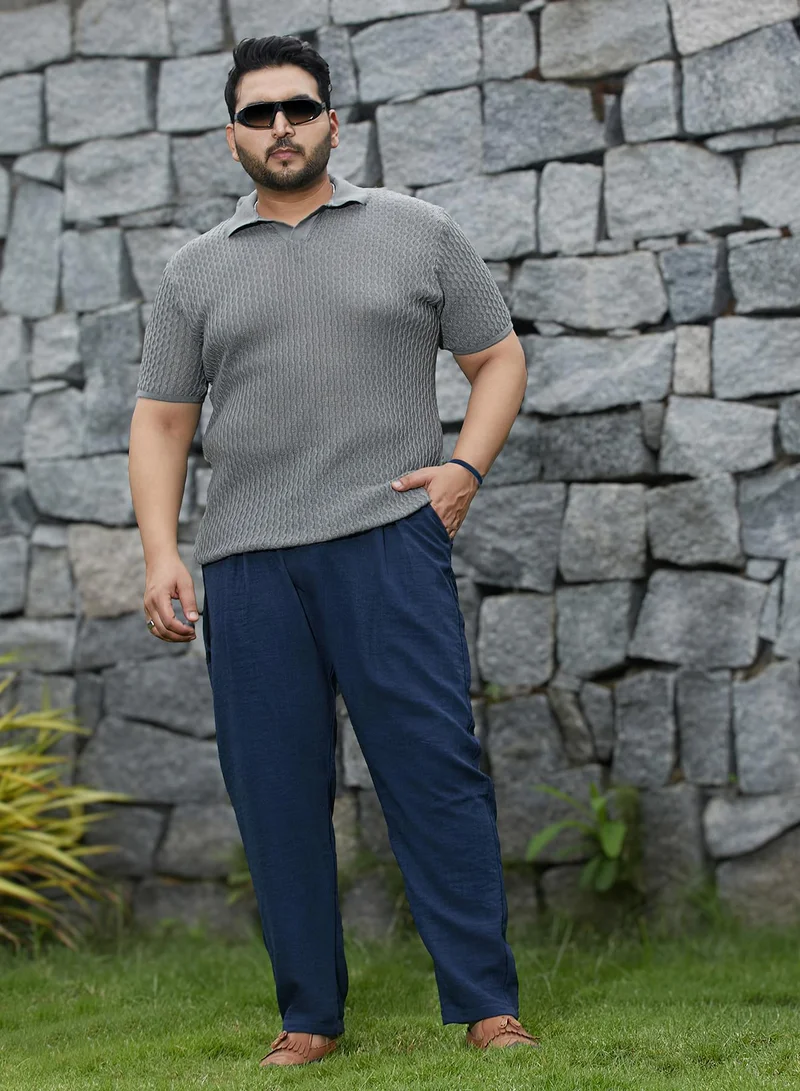 Instafab Plus  Men's Coin Grey Swirl-Textured Polo T-Shirt for Men | Best Price UAE