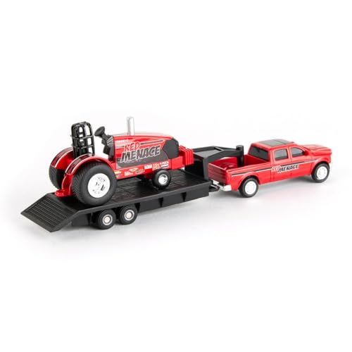 Case IH 164 Red Menace Pulling Tractor with Pickup Truck Trailer 47569 - Image 5