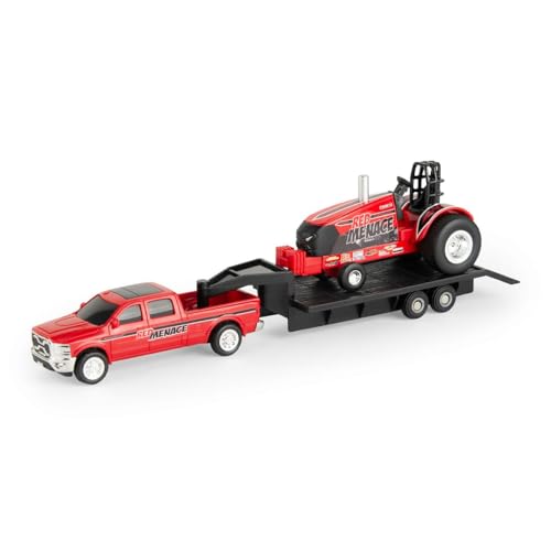 Case IH 164 Red Menace Pulling Tractor with Pickup Truck Trailer 47569 - Image 1