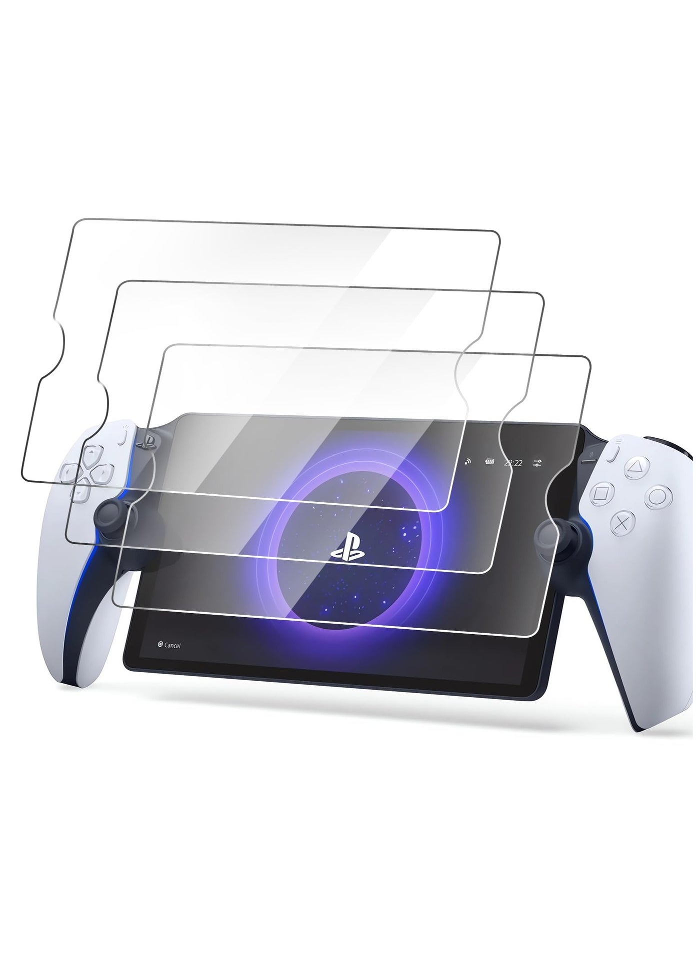 EXCEFORE 3 Pack Screen Protector for Sony Playstation PS5, Ultra HD Anti-Fingerprint Tempered Glass, Bubble Free Film, Compatible with PS5 Portal Handheld Gaming Console