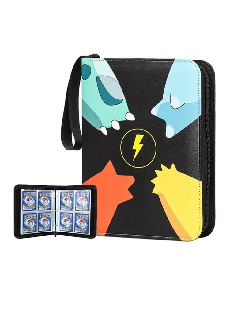 ECVV حافظة مجلد بطاقات بوكيمون من ECVV، تحتوي على ما يصل إلى 400 بطاقة مع 50 غلافًا قابلًا للإزالة وحقيبة حمل وألبوم مجلد - Image 1