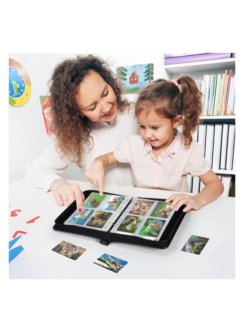 ECVV حافظة مجلد بطاقات بوكيمون من ECVV، تحتوي على ما يصل إلى 400 بطاقة مع 50 غلافًا قابلًا للإزالة وحقيبة حمل وألبوم مجلد - Image 3