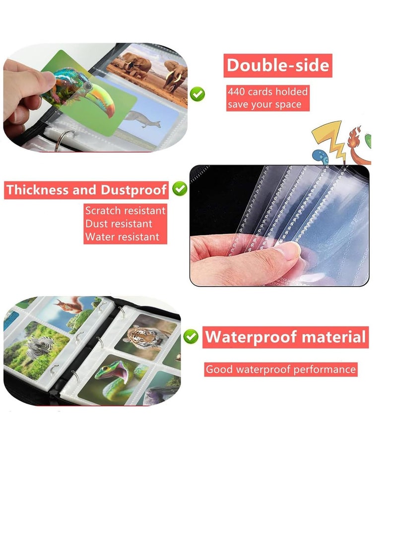 ECVV حافظة مجلد بطاقات بوكيمون من ECVV، تحتوي على ما يصل إلى 400 بطاقة مع 50 غلافًا قابلًا للإزالة وحقيبة حمل وألبوم مجلد - Image 4