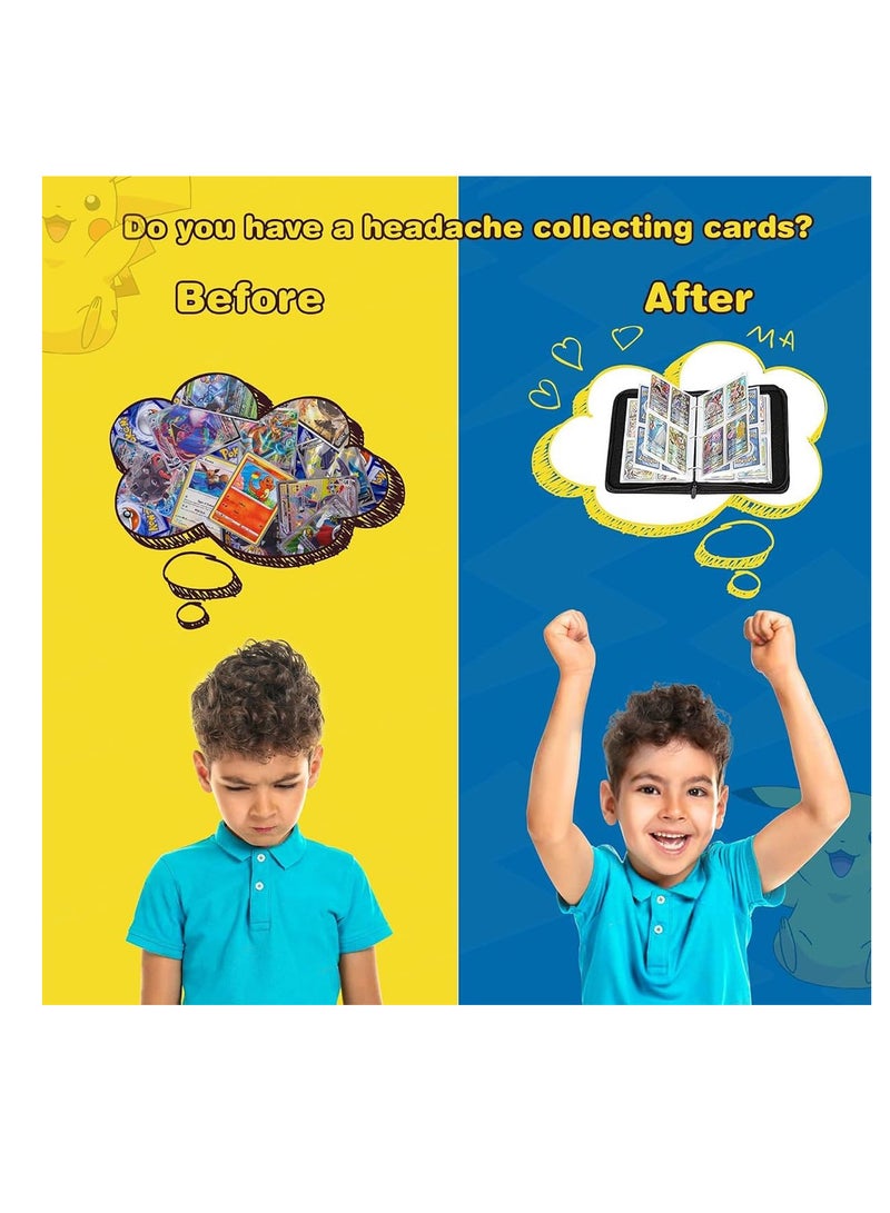 ECVV حافظة مجلد بطاقات بوكيمون من ECVV، تحتوي على ما يصل إلى 400 بطاقة مع 50 غلافًا قابلًا للإزالة وحقيبة حمل وألبوم مجلد - Image 5