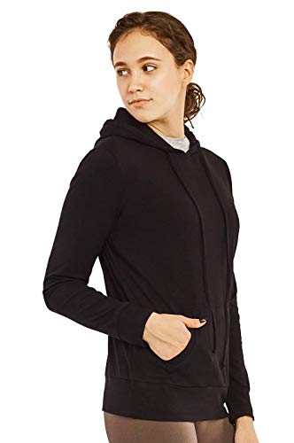 Sofra Women's Thin Cotton Pullover Hoodie Sweater (S, Black) - Image 3
