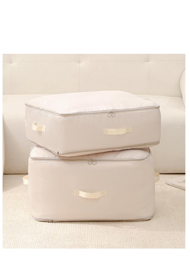 Golden 2 Pcs Ultra Space Saving Self Compression Organizer, Heavy Duty Moving Bags, Storage Tote for Space Saving, Space Saving Self Compression Organizer for Comforters, Blankets, Bedding (Beige-M) - Image 1