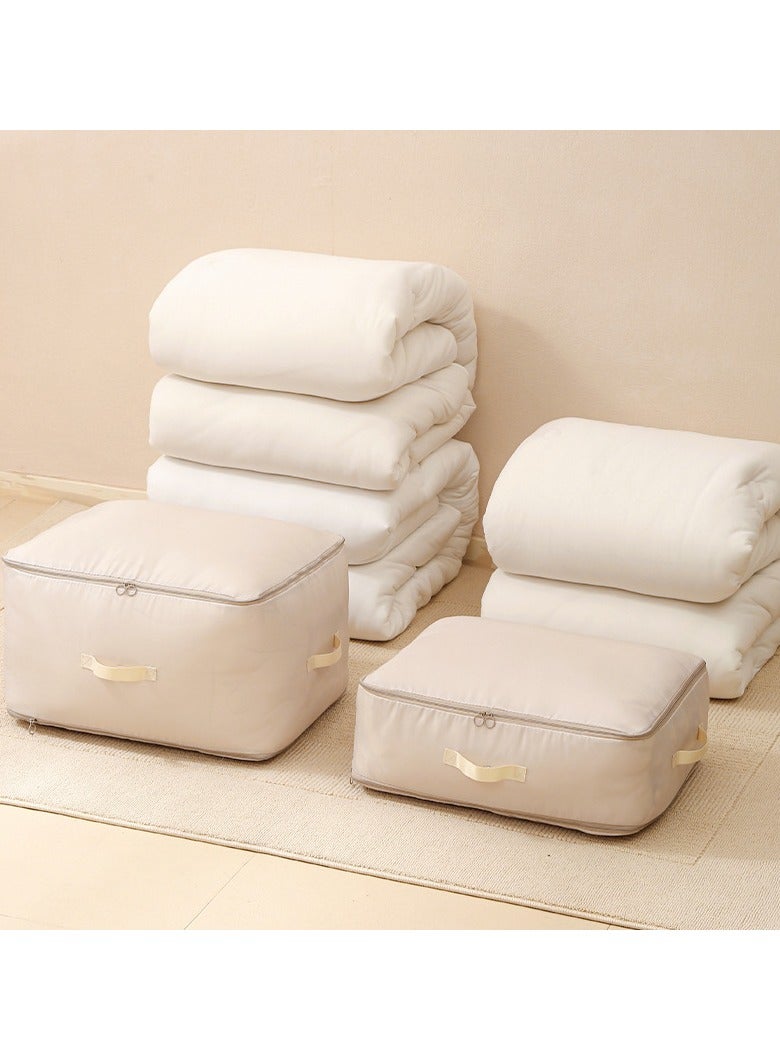 Golden 2 Pcs Ultra Space Saving Self Compression Organizer, Heavy Duty Moving Bags, Storage Tote for Space Saving, Space Saving Self Compression Organizer for Comforters, Blankets, Bedding (Beige-M) - Image 3