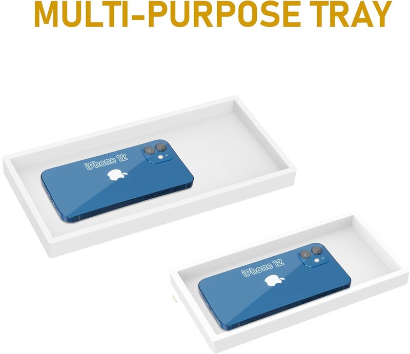 EG-SIPRO Bathroom Counter Tray, High-Grade Thickened Silicone Bathroom Vanity Tray,Shatterproof Durable Rectangle Bathroom Soap Dispenser Tray for Bathroom Countertop,White,Small+Large (EGTRAY) - Image 3