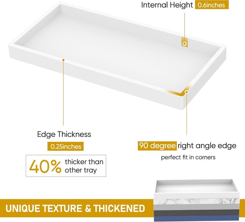 EG-SIPRO Bathroom Counter Tray, High-Grade Thickened Silicone Bathroom Vanity Tray,Shatterproof Durable Rectangle Bathroom Soap Dispenser Tray for Bathroom Countertop,White,Small+Large (EGTRAY) - Image 4