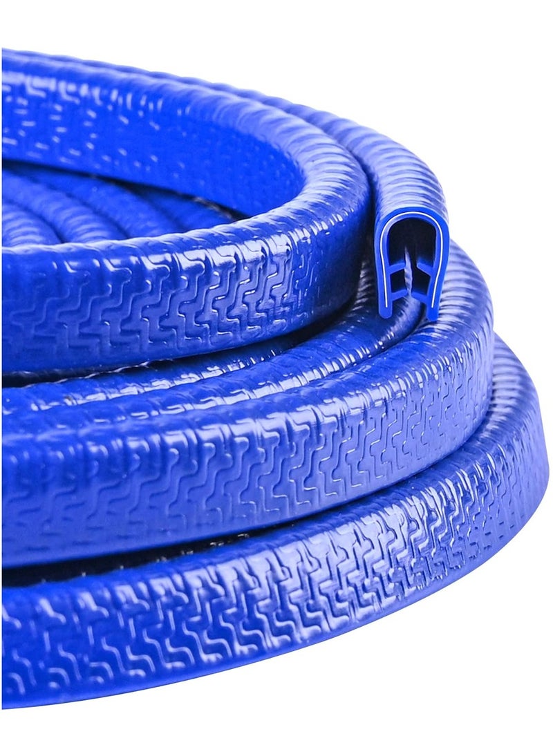 ام تي اس واقيات حواف أبواب السيارة، مشبك مطاطي على شكل حرف U لحماية حواف باب السيارة المعدنية، شريط حماية لحافة باب السيارة، مناسب لسيارات الدفع الرباعي والسيدان ومعظم الموديلات (16.4 قدم (5 أمتار) لا يتطلب غراء (أزرق) - Image 1