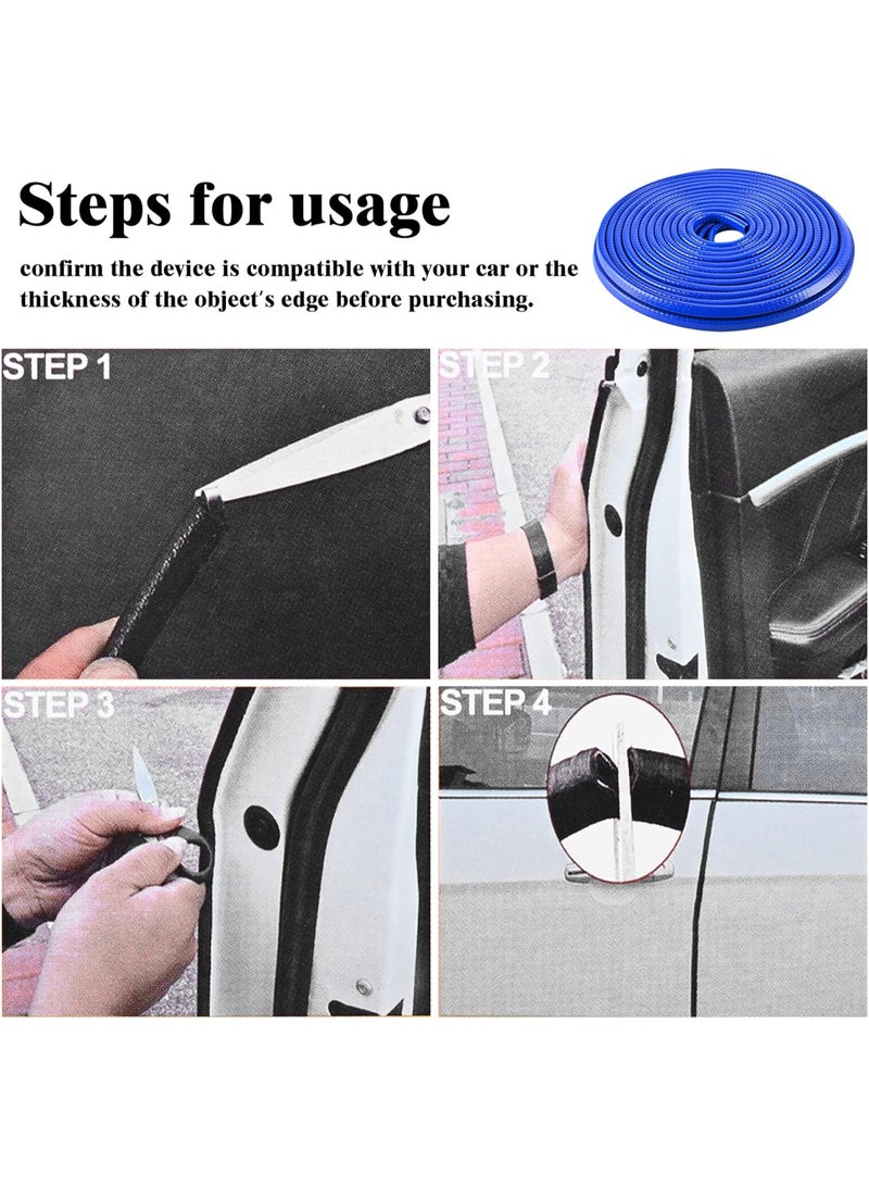 ام تي اس واقيات حواف أبواب السيارة، مشبك مطاطي على شكل حرف U لحماية حواف باب السيارة المعدنية، شريط حماية لحافة باب السيارة، مناسب لسيارات الدفع الرباعي والسيدان ومعظم الموديلات (16.4 قدم (5 أمتار) لا يتطلب غراء (أزرق) - Image 5