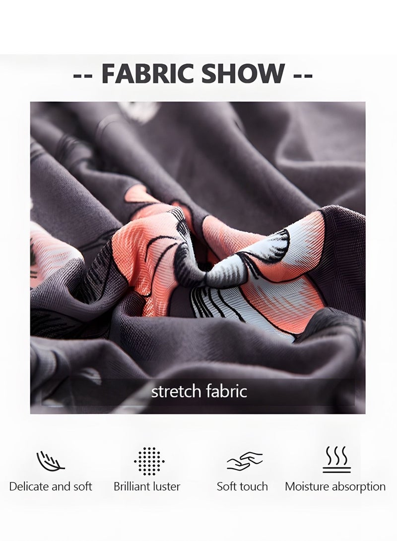 MIXDE Printed Stretch Sofa Cover with Free Pillow Case - Begonia Flower Pattern - 4-Seater - 235-300CM - Image 2