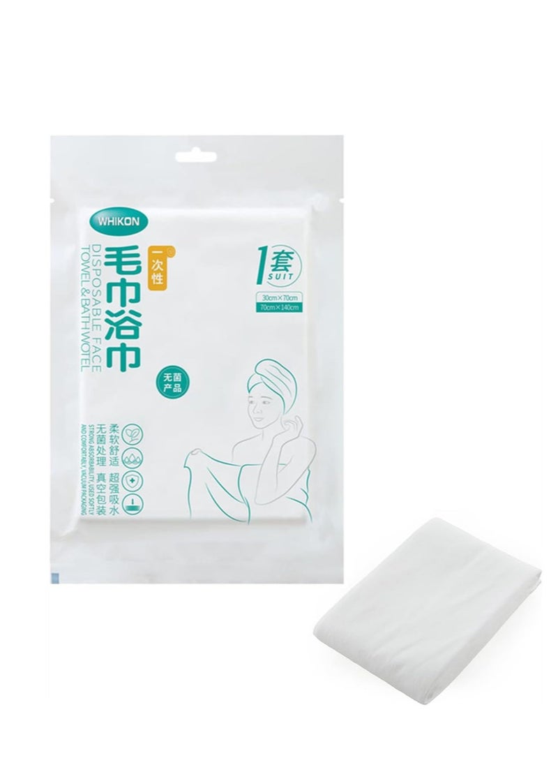 WHIKON Disposable Bath Towels Set, Absorbent Hair Towel Soft Portable Individual Packing Wash Towel for Travel, Hotel, Business Trip, SPA  - Image 1