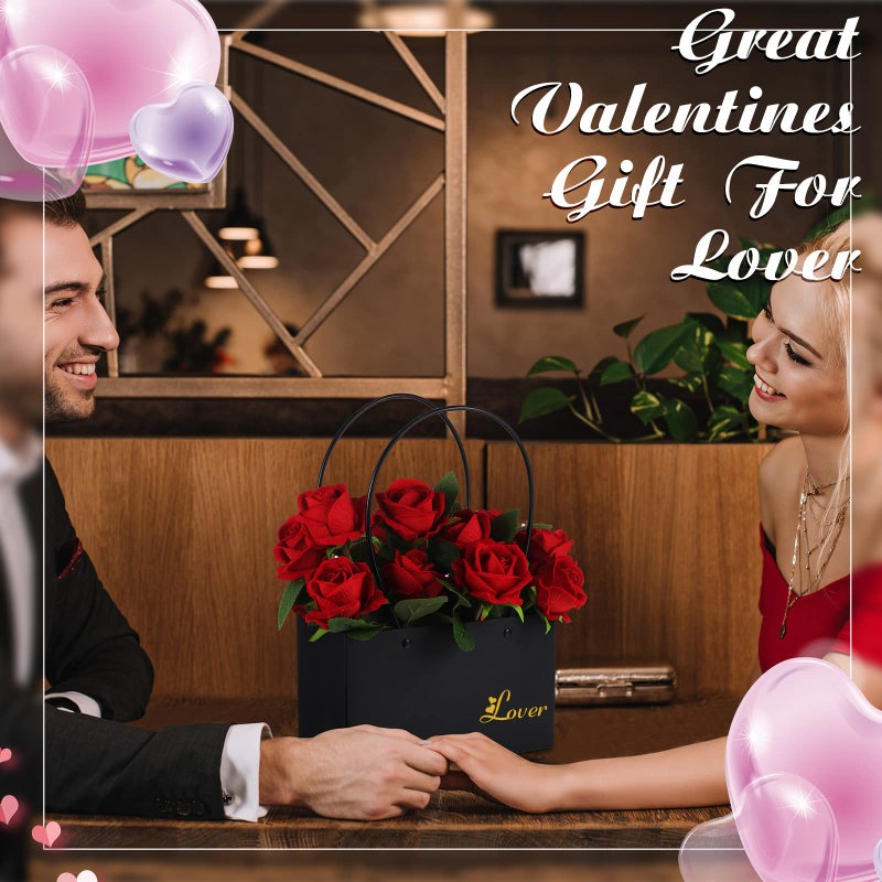 Geelin 30 Pack Flower Paper Gift Bag - Bouquet Portable Rectangle Flower Handbag Waterproof Box with Handles for Wedding Arrangements Florist Gift Bag for Mother's Day - Image 4