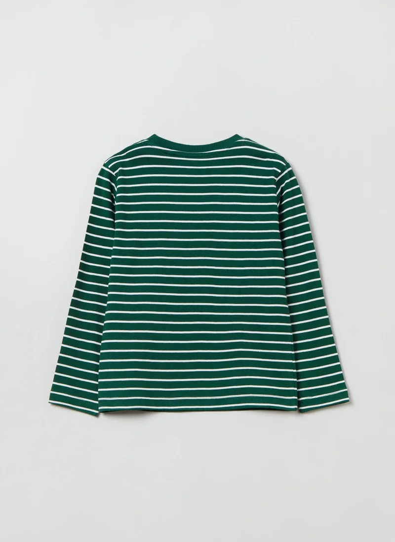 او في اس Long Sleeved T-Shirt With Striped Pattern