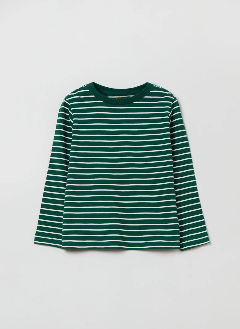 او في اس Long Sleeved T-Shirt With Striped Pattern