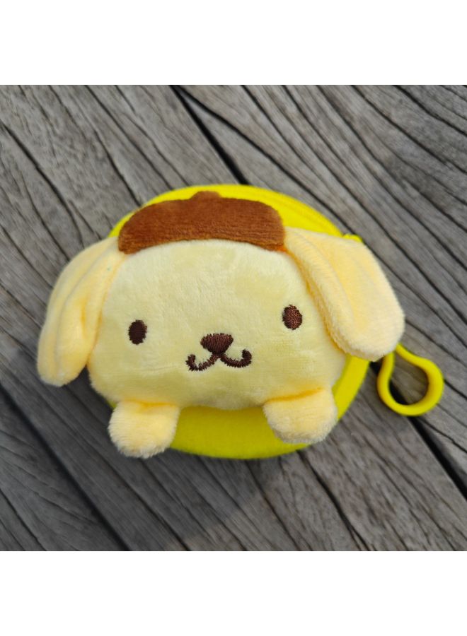 Cartoon Plush Cute Keychain Coin Purse With Zipper, Portable Mini Pouch Student Card Holder Earphone Bag