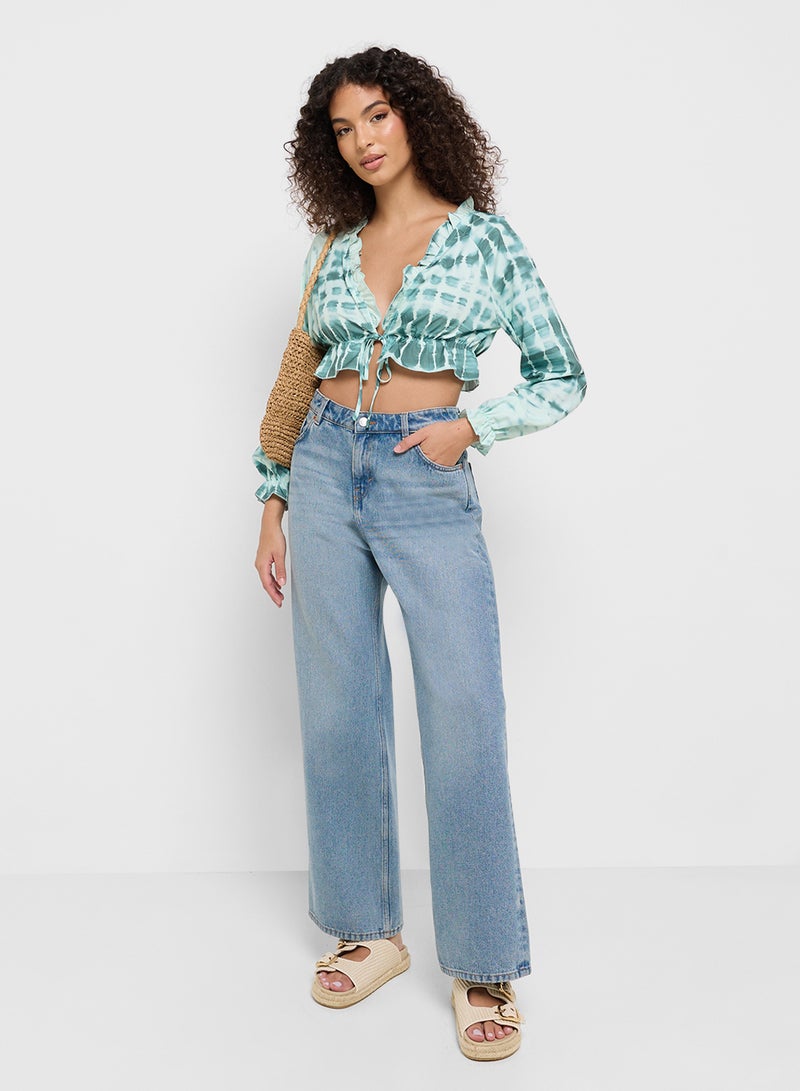 Ginger Tie Dye Ruched Crop Top - Image 4