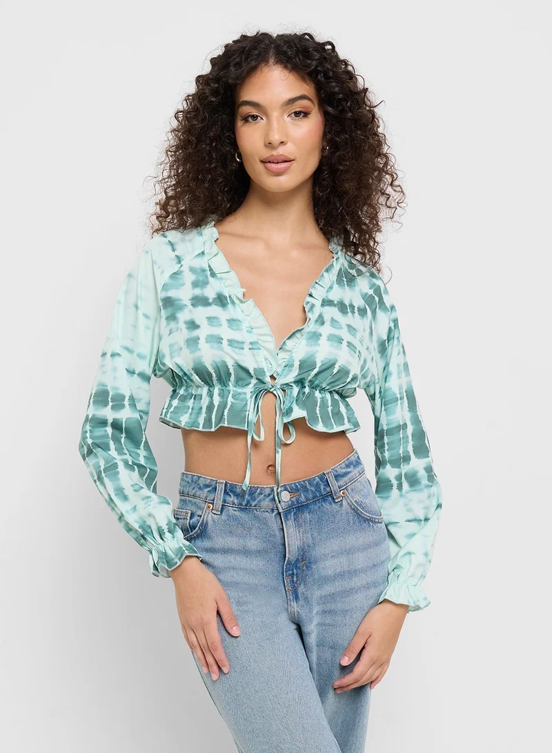 Ginger Tie Dye Ruched Crop Top