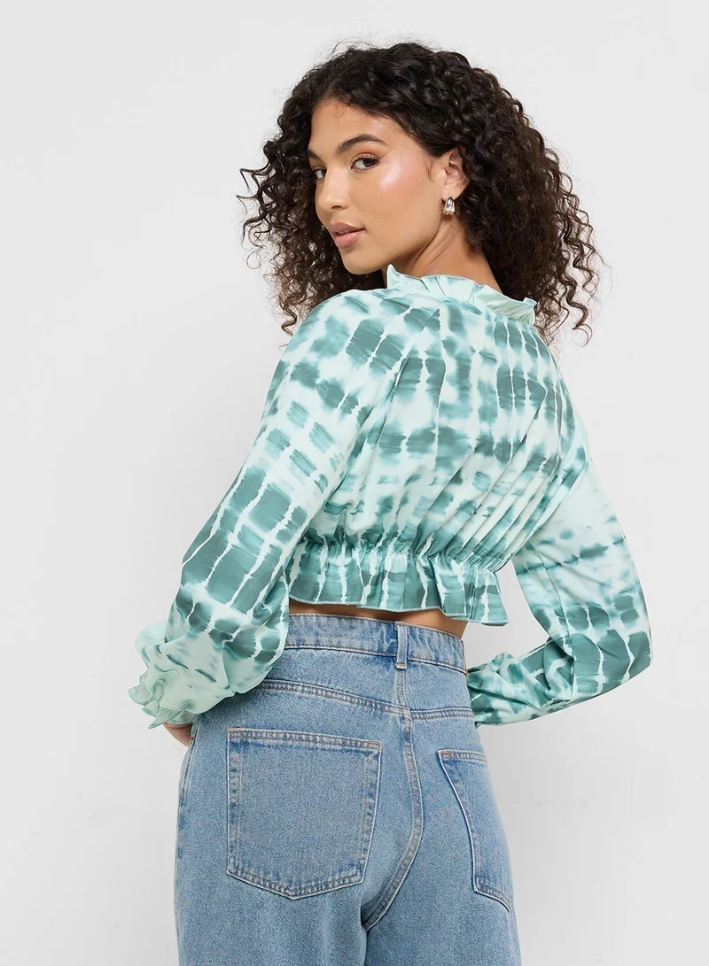 Ginger Tie Dye Ruched Crop Top