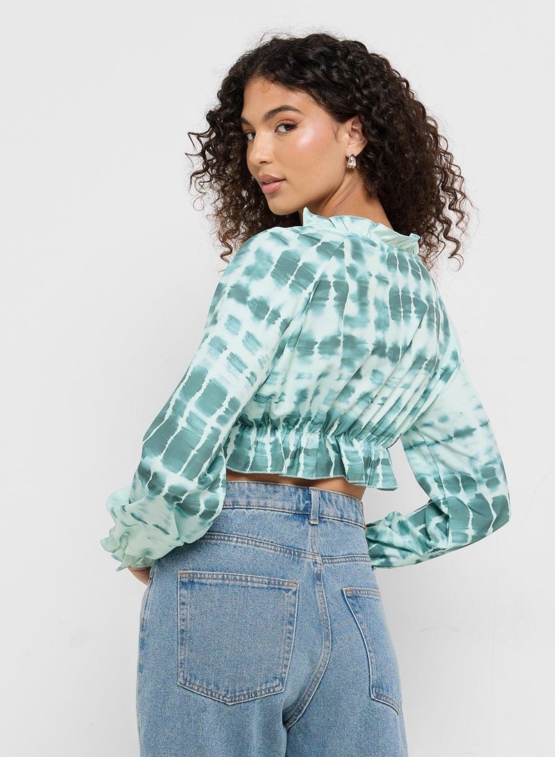 Ginger Tie Dye Ruched Crop Top - Image 2