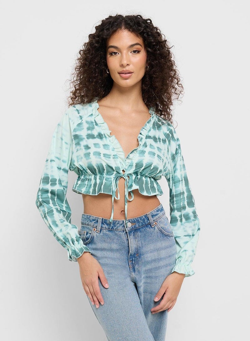 Ginger Tie Dye Ruched Crop Top - Image 1