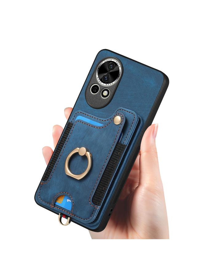 اس-توب جراب لهاتف Huawei nova 11 بتصميم ريترو مع حلقة ومحفظة متعددة البطاقات - Image 4