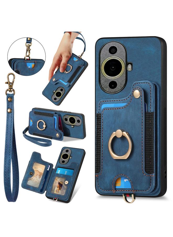 اس-توب جراب لهاتف Huawei nova 11 بتصميم ريترو مع حلقة ومحفظة متعددة البطاقات - Image 1