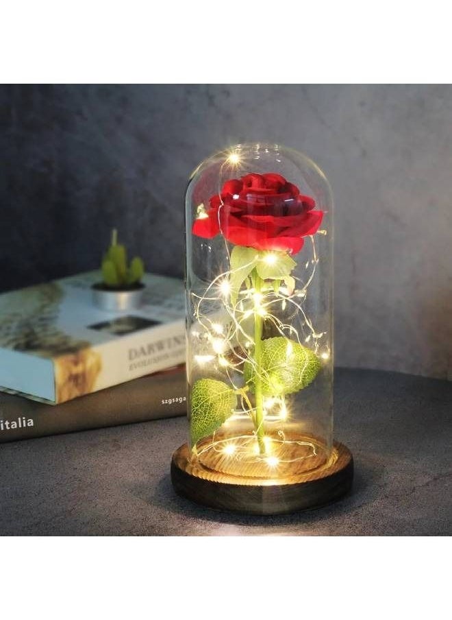 fashionhome Beauty And The Beast Rose In LED Glass Dome  - Image 1