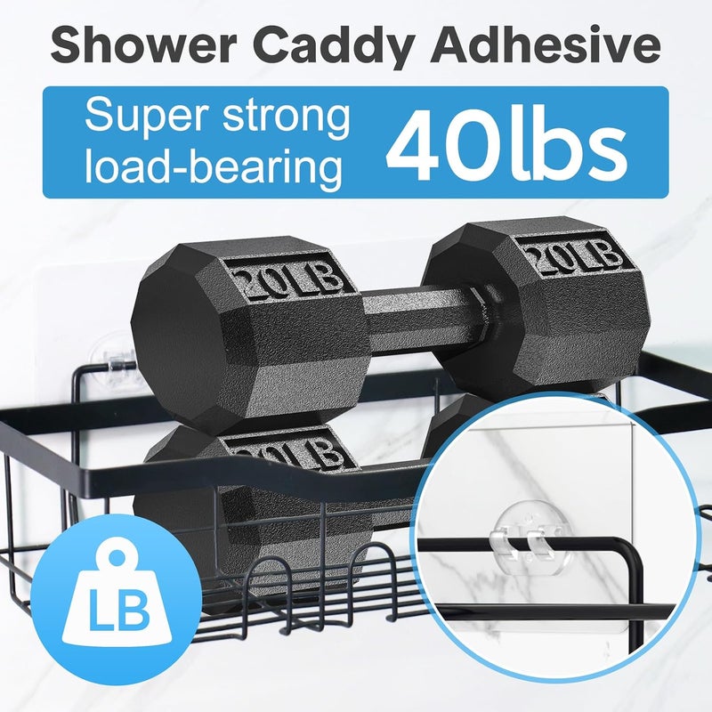 FEPTUASE 14 Pack Shower Caddy Adhesive Replacement, Transparent Strong Adhesive Hooks, No Drilling, Waterproof Wall Hooks for Shower Caddy, Bathroom Storage Shelves and Kitchen Racks - Image 4