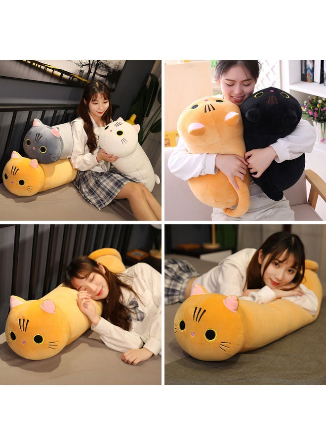 إسكدنيا وسادة أريكة مخملية ناعمة على شكل قطة لطيفة قابلة للاحتضان قطن أبيض 25.00x4.00x15.00سم - Image 4