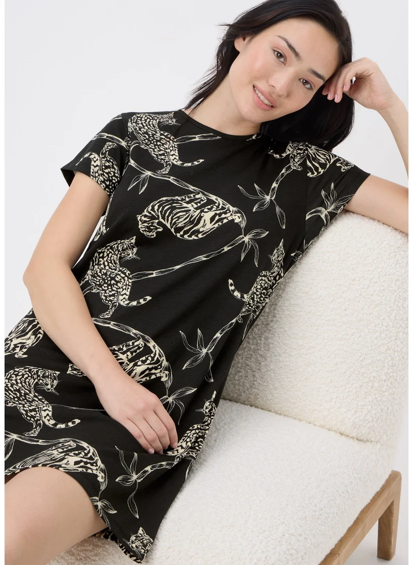 Matalan Black Animal Print Nightie