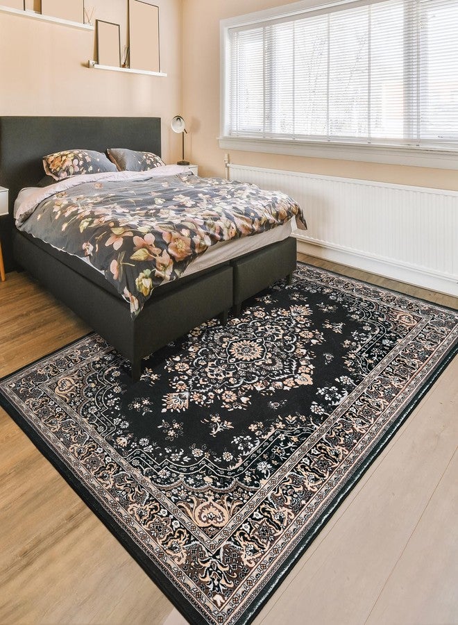 HOMORE Black Rug 4x6 Area Rugs for Bedroom, Washable Non Slip Rug for Living Room Vintage Floral Rugs for Kids Room, Indoor Carpet for Kitchen Farmhouse Home Office - Image 5