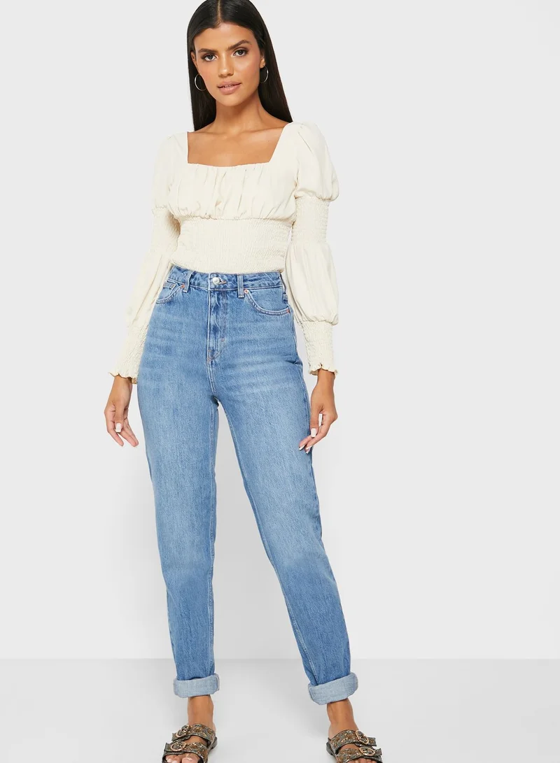 Topshop Tall Moto High Waist Mom Jeans