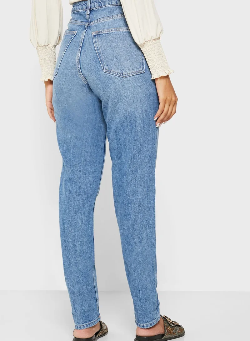 Topshop Tall Moto High Waist Mom Jeans