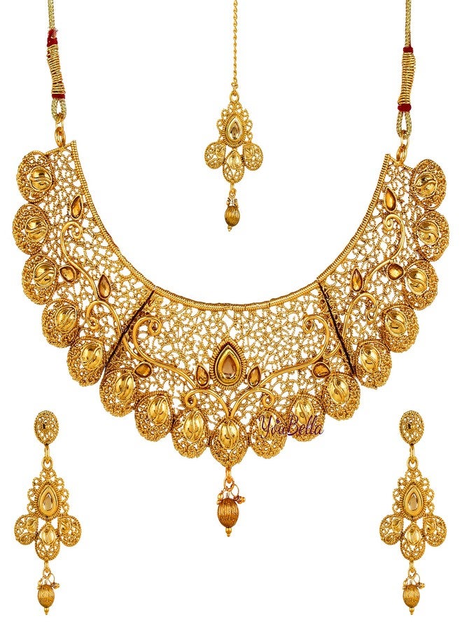 YouBella Valentine Gifts Jewellery Gold Plated Traditional Necklace set for women Jewellery set with Earrings For Girls/Women - Image 1