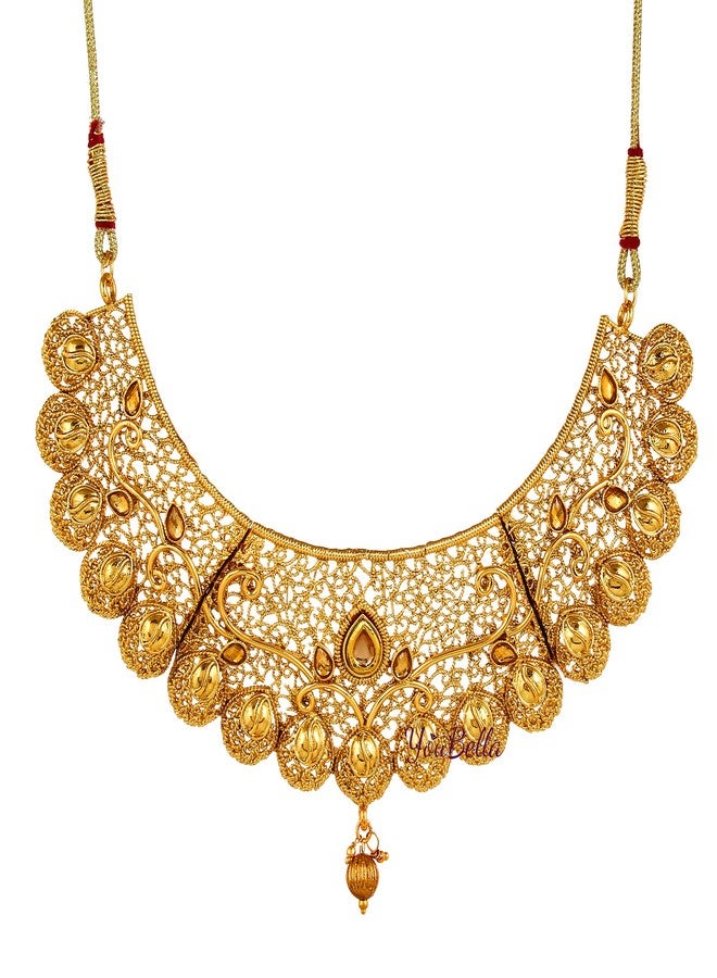 YouBella Valentine Gifts Jewellery Gold Plated Traditional Necklace set for women Jewellery set with Earrings For Girls/Women - Image 4