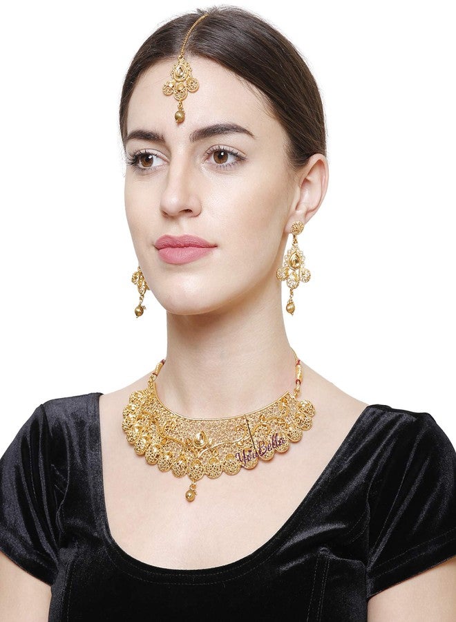YouBella Valentine Gifts Jewellery Gold Plated Traditional Necklace set for women Jewellery set with Earrings For Girls/Women - Image 2