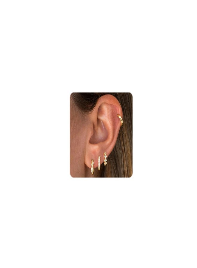 THUNARAZ Small Gold Hoop Earrings for Women Hypoallergenic 14k Gold Plated Huggie Hoop Earrings Set for Multiple Piercings Trendy Twisted Cute Cartilage Hoops Earring Stacks Jewelry Gifts g - Image 1