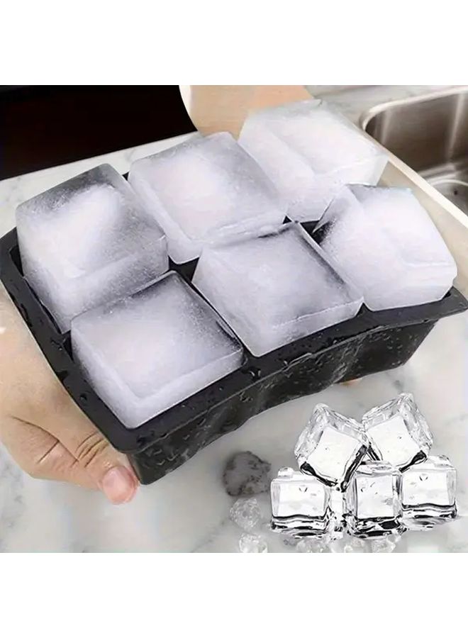 Black 8 Grid Silicone Ice Cube Tray Easy Release Square Mold For Cocktails Beverages - Image 3