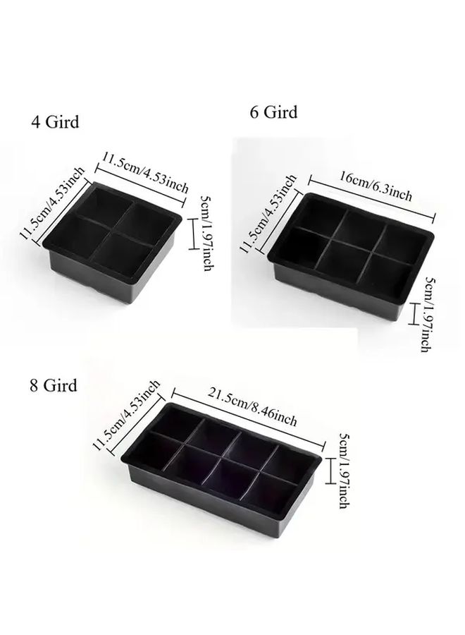Black 8 Grid Silicone Ice Cube Tray Easy Release Square Mold For Cocktails Beverages - Image 2